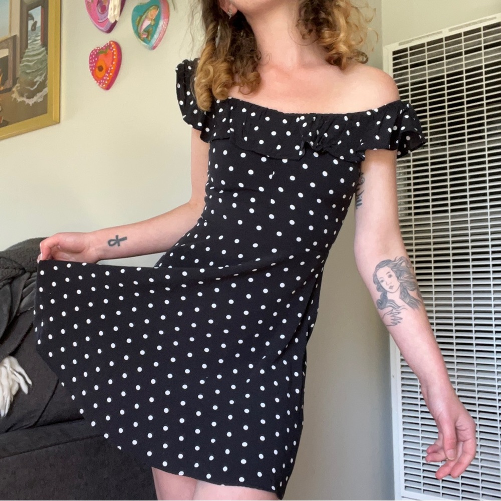 Zara vintage style Polka Dot ruffle mini dress